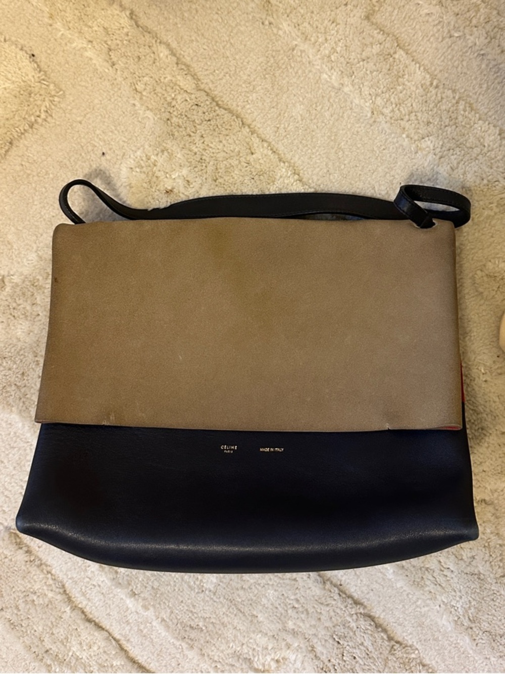 Celine Two-Tone Shoulder Bag in Tan and Black